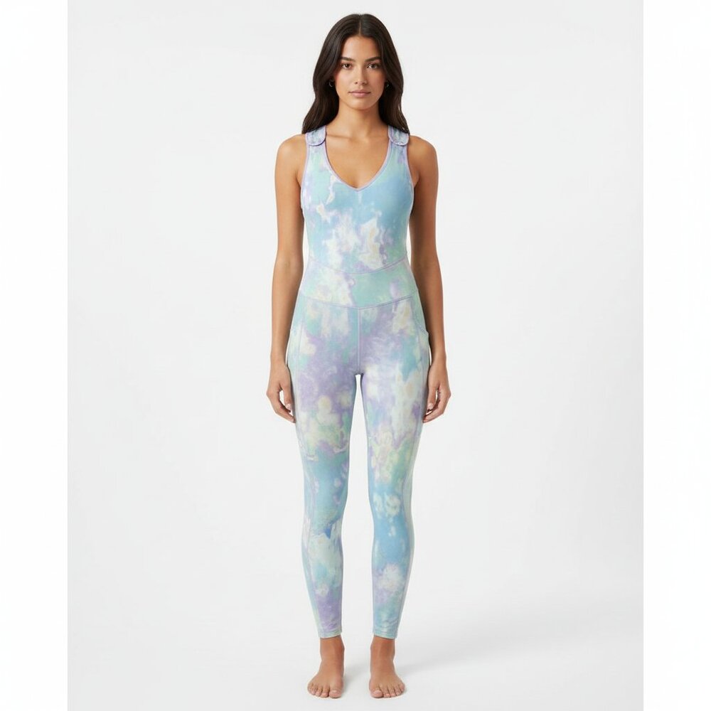 NWT FP Movement Inspire Wash Frost Combo Jumpsuit Pastel Tie-Dye – Size‎ S